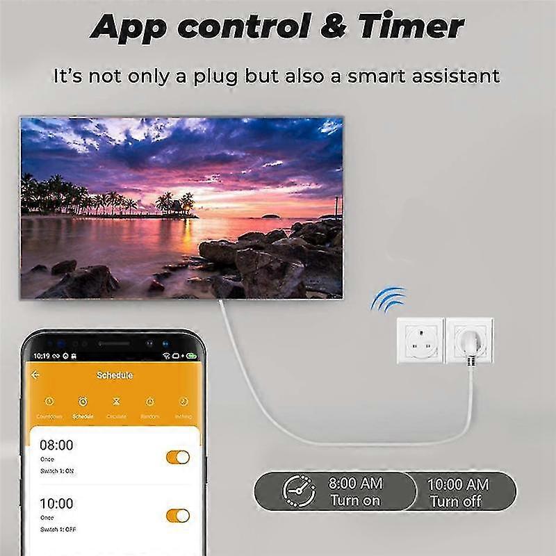 20a Tuya Smart Wifi Plug Uk Control Socket Outlet With Energy Monitering Timer Function For Google