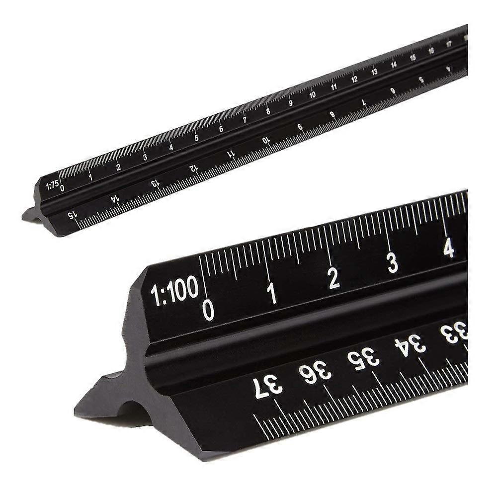 Architectural Scale Ruler, Aluminum Triangular Scale Ruler Metric 1:20, 1:25, 1:50, 1:75, 1:100, 1:125 Standard 12 Inch for Architects, and Engineers