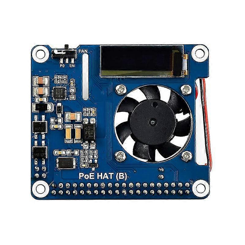 Waveshare Power Over Ethernet Hat Unterstützung 802.3af Poe Netzwerkerweiterungskarte mit Oled für Raspberry Pi 4 Modell B / 3b +