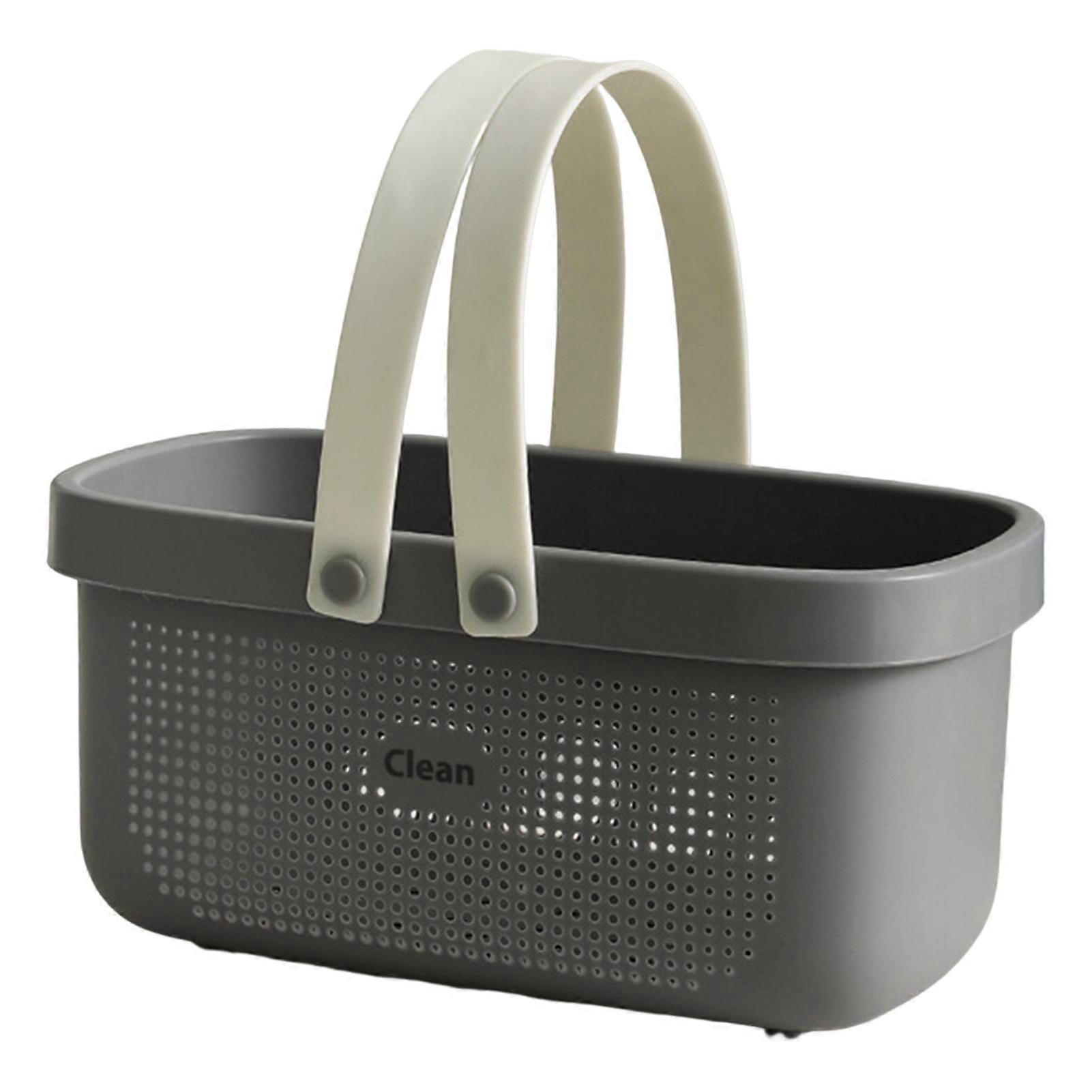 Bath Storage Basket with Handle Load Bearing Ventilation Holes Stable Bottom Easy Access Hollow Out Shampoo Toiletry Bath Basket Home Supply KAESI