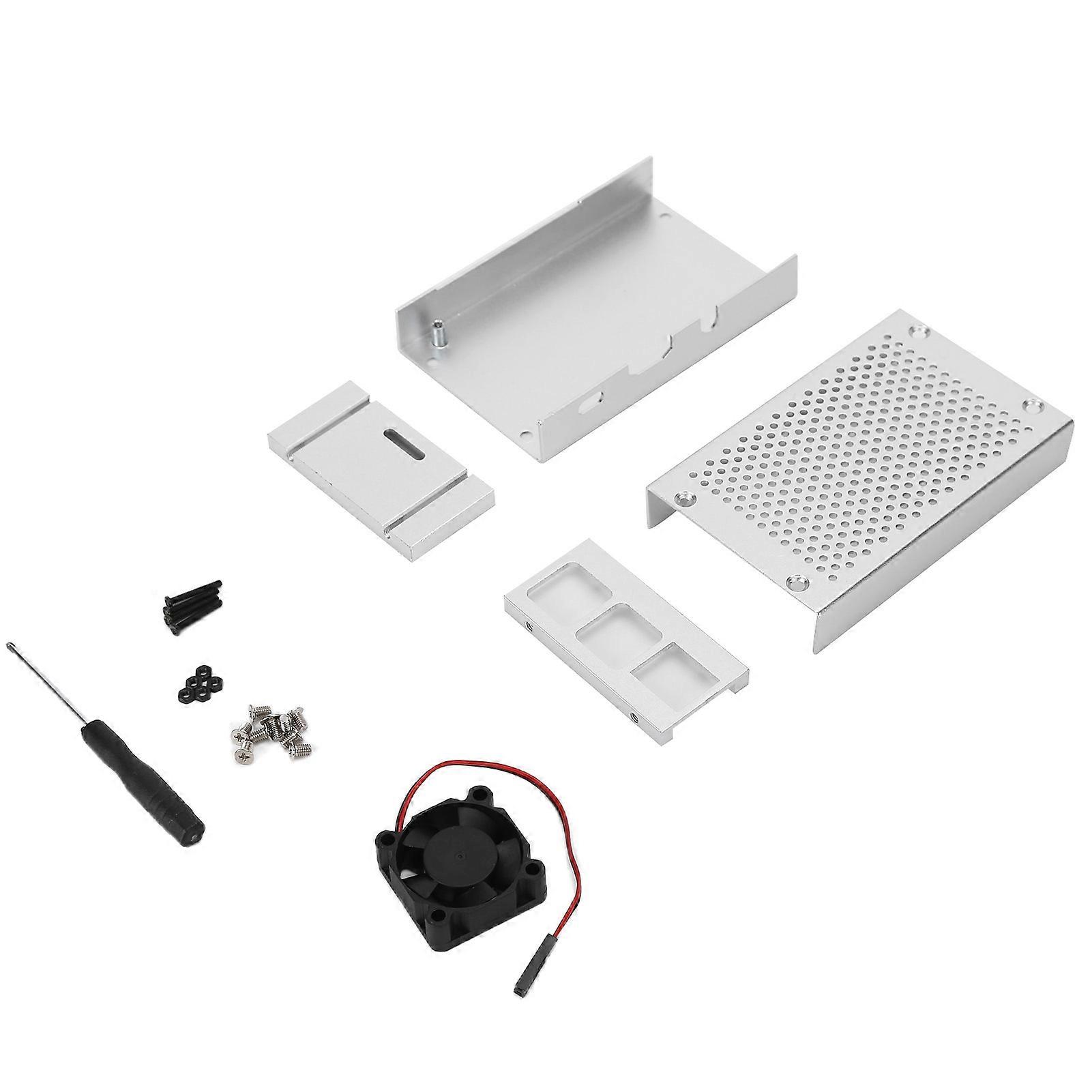 حالة واقية ل Raspberry Pi Housing Enclosure غلاف سبائك الألومنيوم مع مروحة تبريد