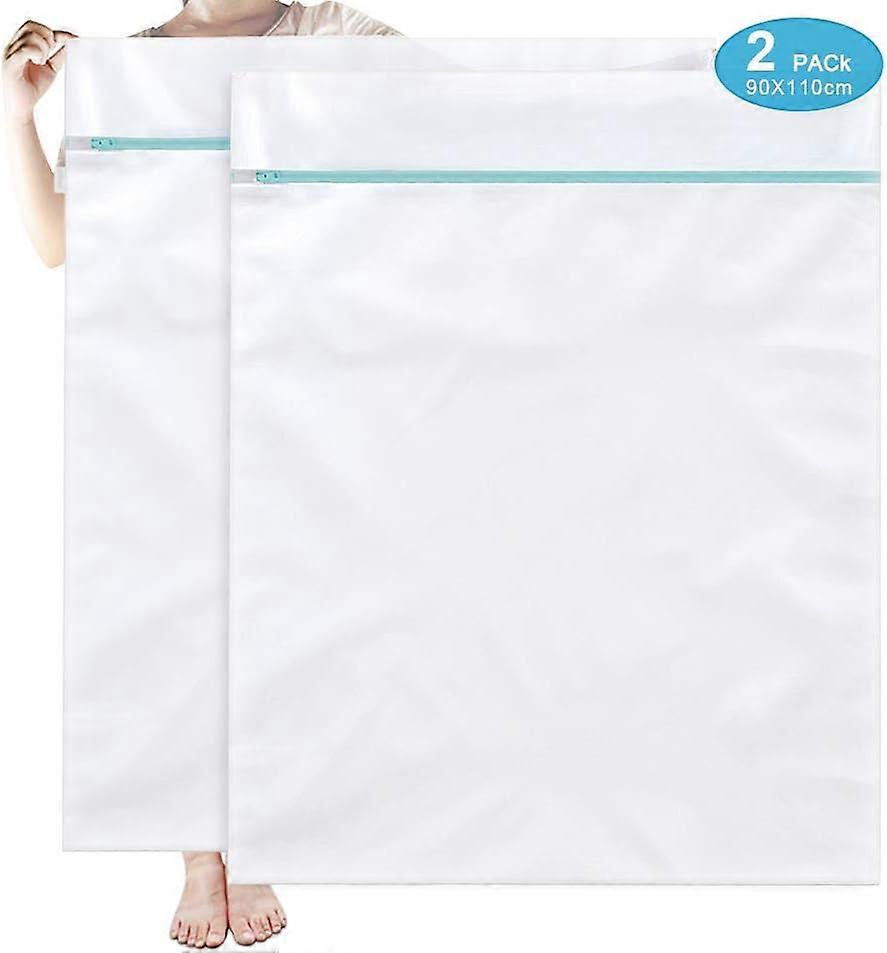 Large Size Wash Net Laundry Net Washing Machine Mesh Laundry Bags Washing Bags with Zipper for Bedding Blanket Quilt Sheet, 90x110cm Pack of 2