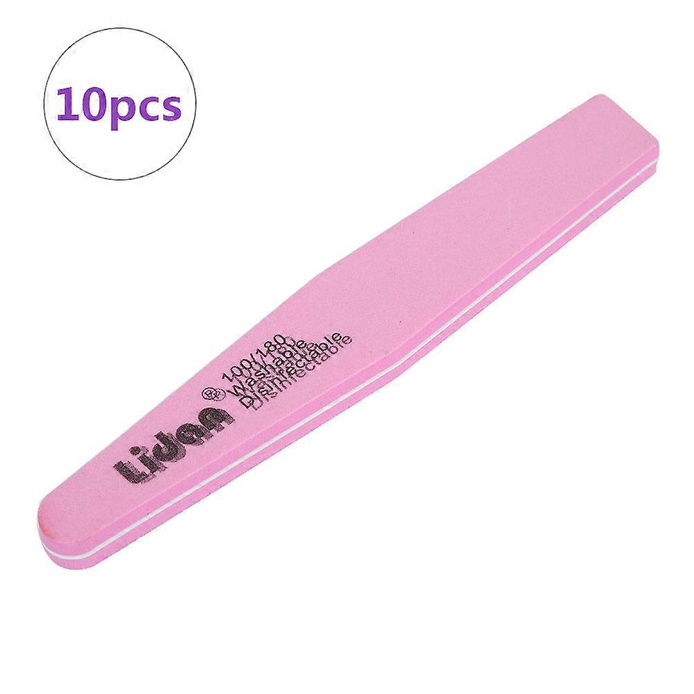 10pcs Lima per unghie a doppia faccia Buffer per unghie Levigatura Lucidatura Striscia di lucidatura Manicure ToolPink