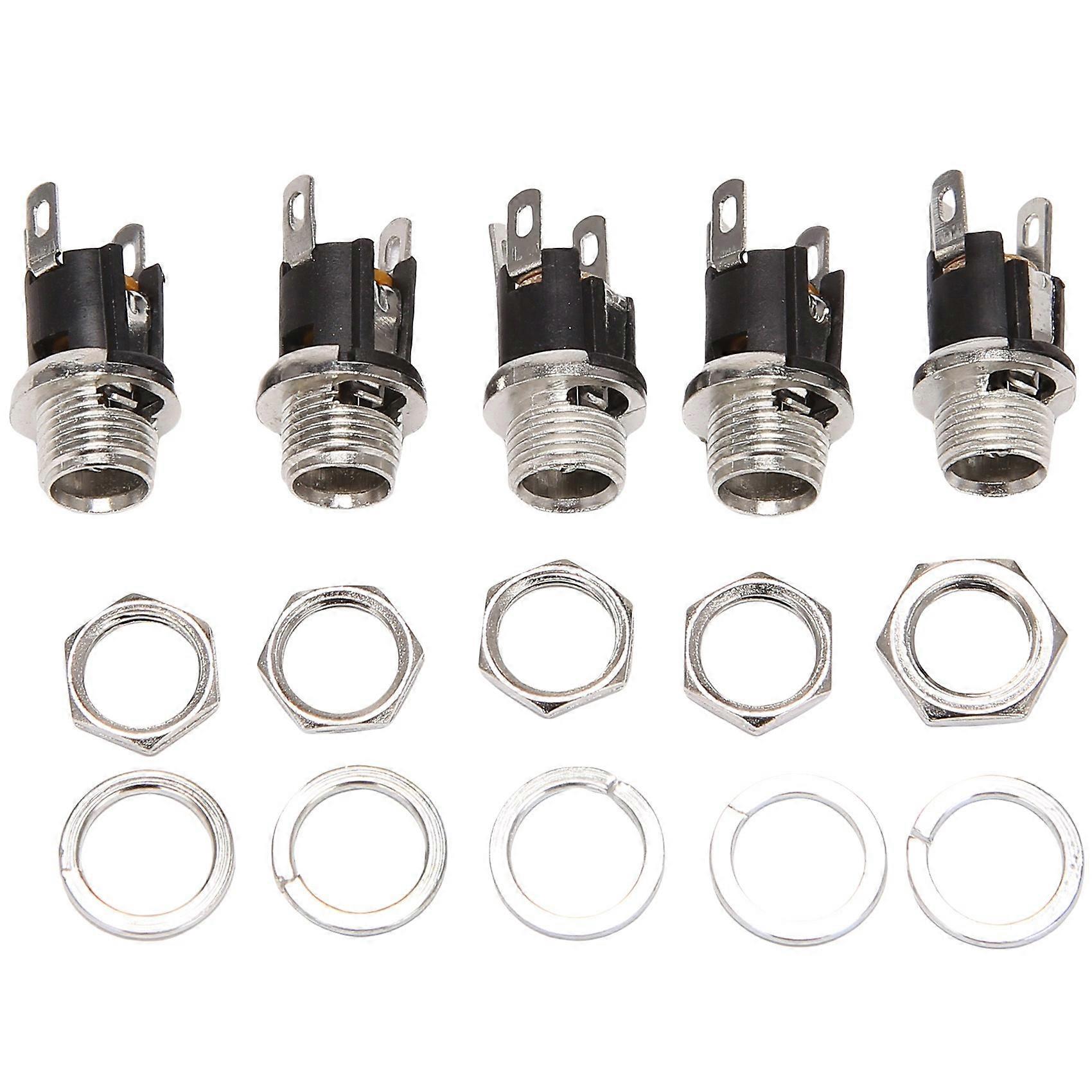 5 Pcs 5.5mmx2.1mm DC Power Jack Socket Female Panel Mount Connector