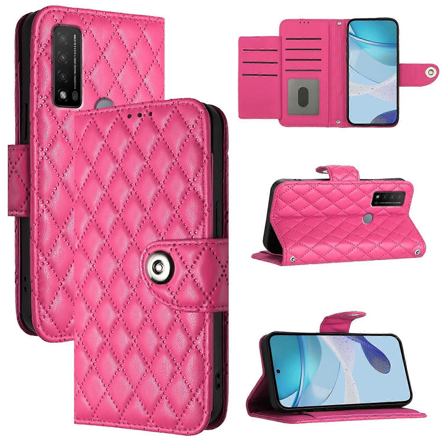 Rhombic Texture Leather Case For TCL 20 R 5G