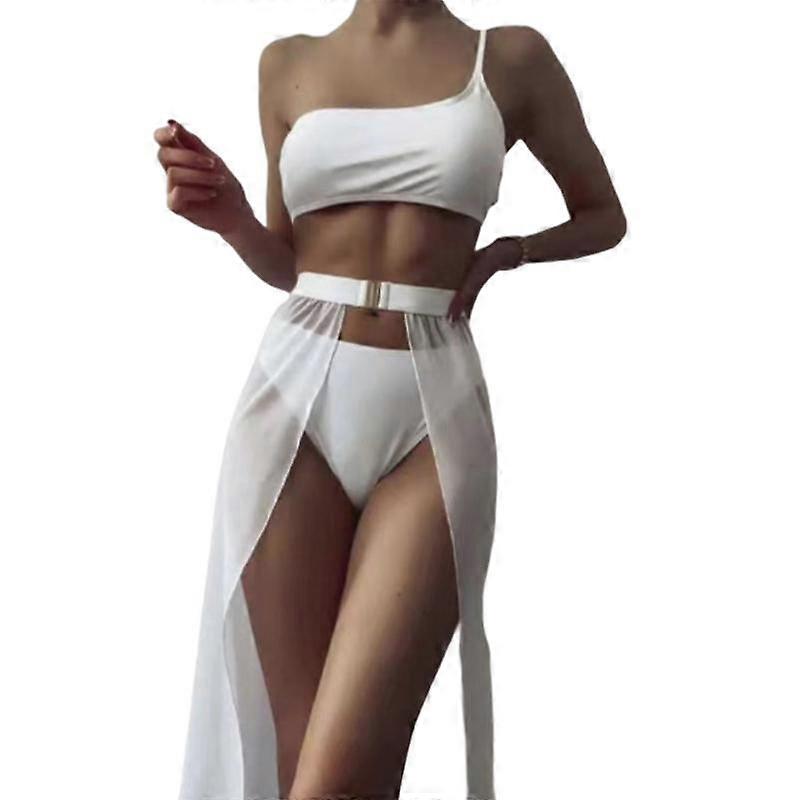 MIMIGO Women's Wrap Triangle Bikini Bathing Suits with Mesh Beach Skirt 3 Piece Swimsuits