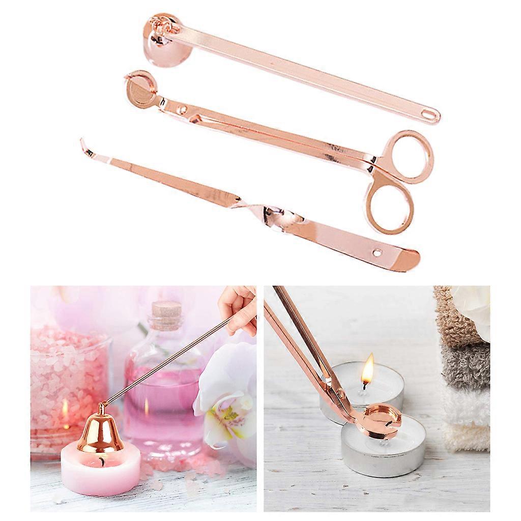 Candle Extinguisher Set Candle Snuffer Wick Trimmer Dipper - Silver