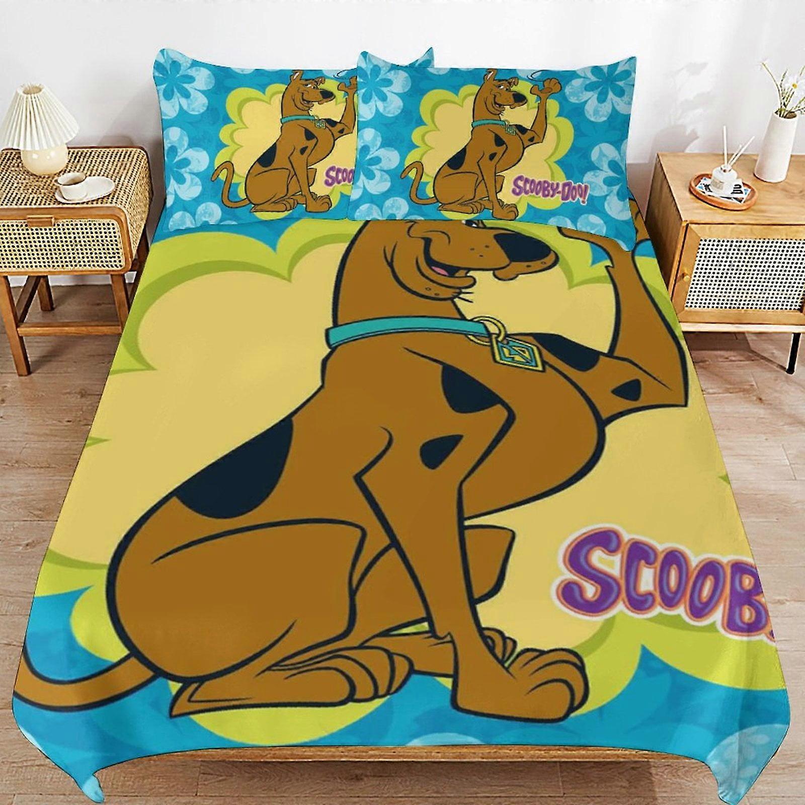 סט מצעים GD333 סט שמיכת סקובי דו סט כיסוי שמיכה 3 חלקים סט מצעים רכים לכל העונות (שמיכה אחת 2 ציפיות) HZ333