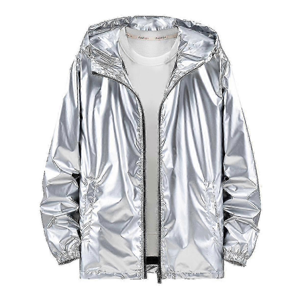 Mens Shiny Waterproof Hooded Jacket