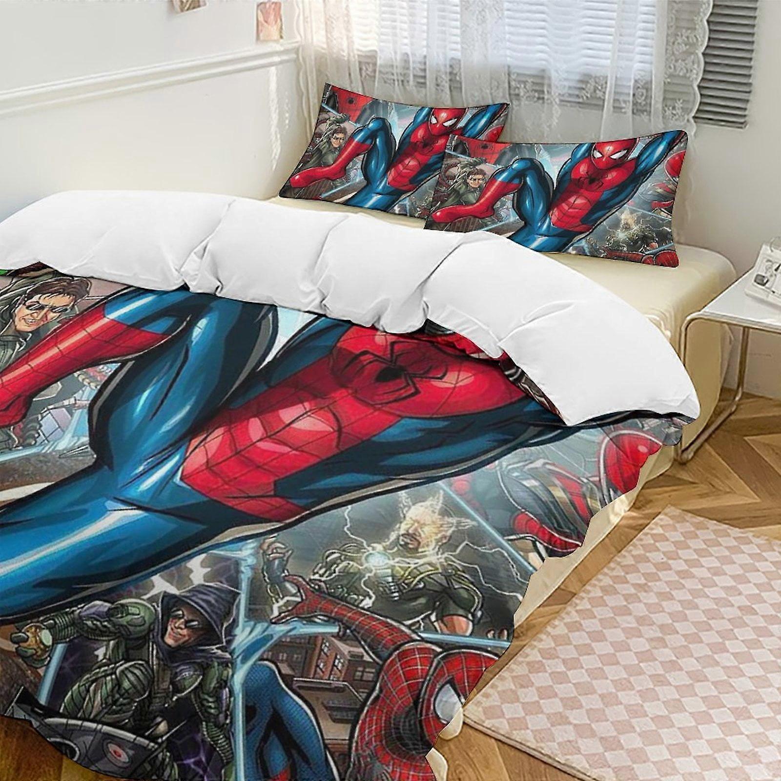 Zm587 Spider-Man 3-Piece Twin Bed Set - Includes 1 Single Quilt And 2 Pillow Cases Bedding - Fade Resistant Microfiber Lc587