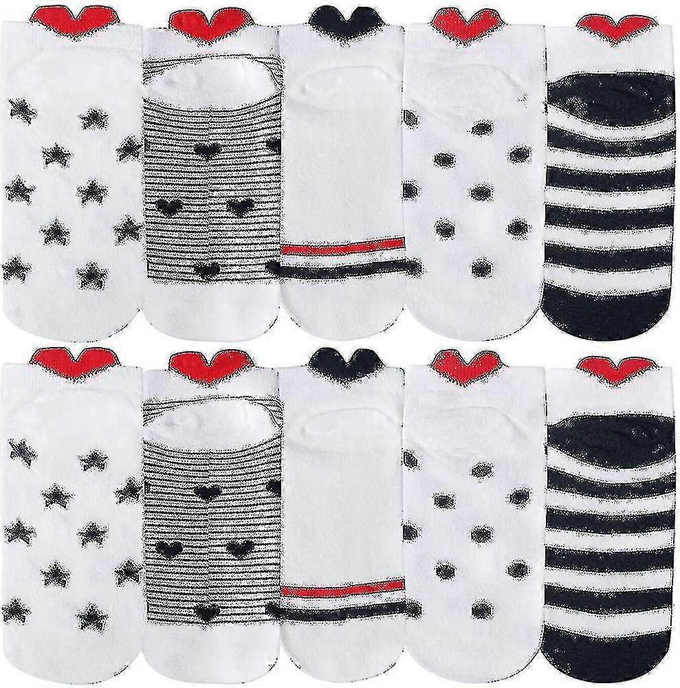 Women's Cotton 10 Pairs Heart Pattern Multicolored