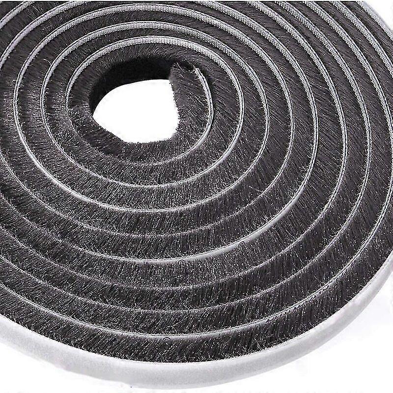 10m Brush Strip, Windproof and Dustproof Self-Adhesive Adhesive Brush Seal for Movable Windows and Doors, 9mm Width x 9mm Height(Black) Cisea