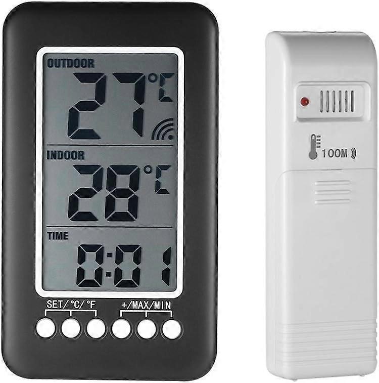In 1 Wireless Digital Indoor/Outdoor Lcd Temperature Clock / With Transmitter (Battery Not Included)