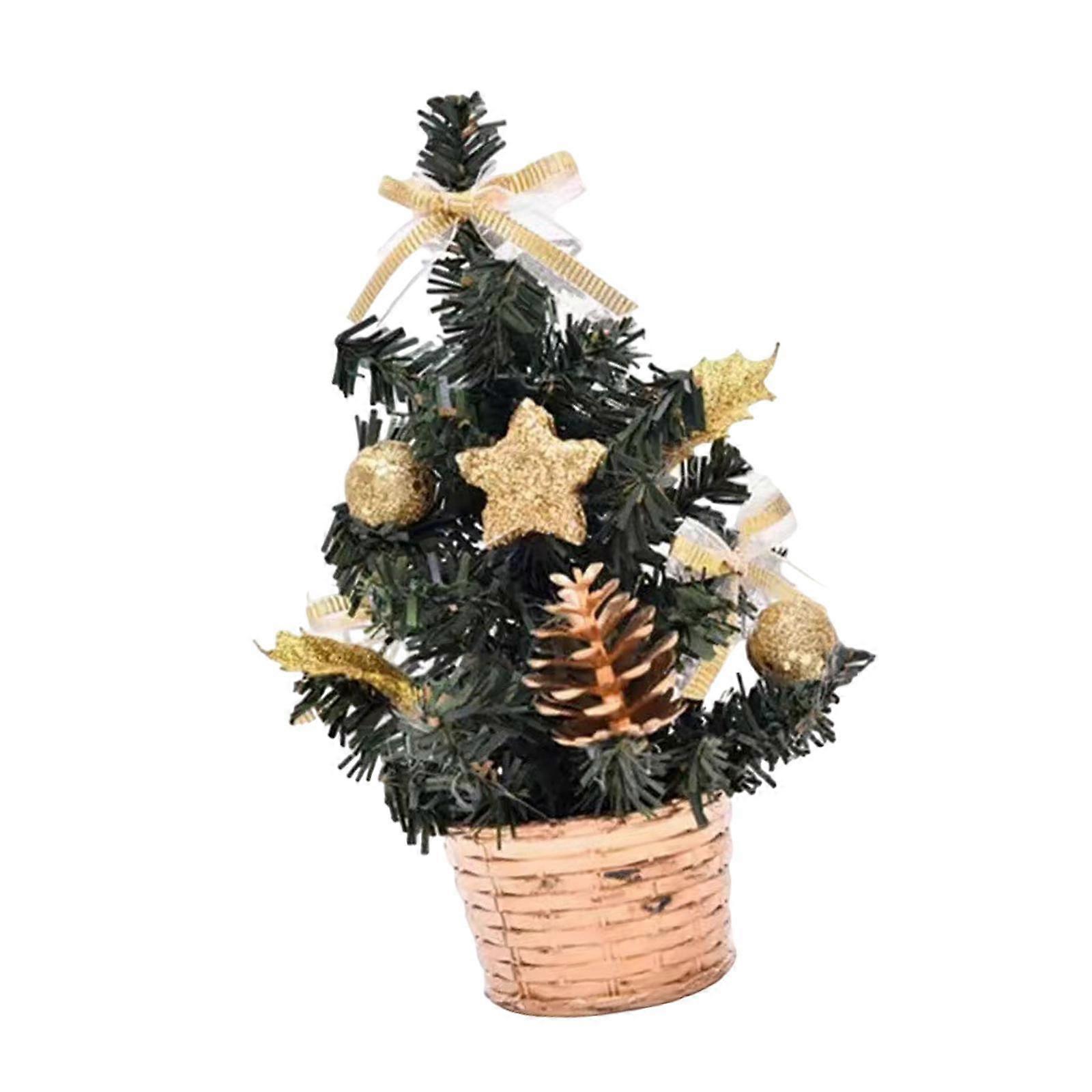 Small Xmas Tree Lighted Mini Artificial Christmas Tree for Shelf Bar Bedroom
