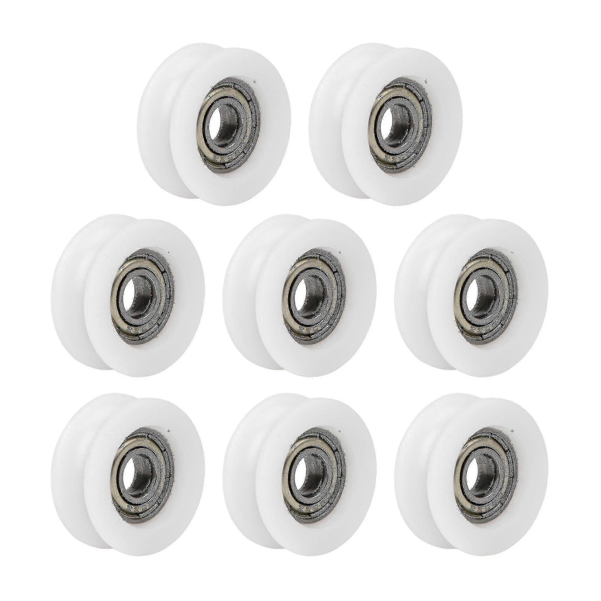 8x Polia de Rolamento 0,24x0,94x0,35 polegadas Branca para Porta de Correr e Janela