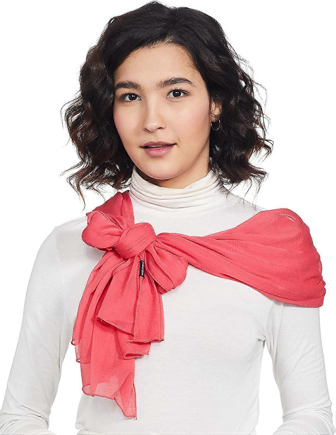 Écharpe en mousseline de soie Léger Doux Transparent Long Tête Wrap Solide Toute Saison Corail 36 « x 72 »