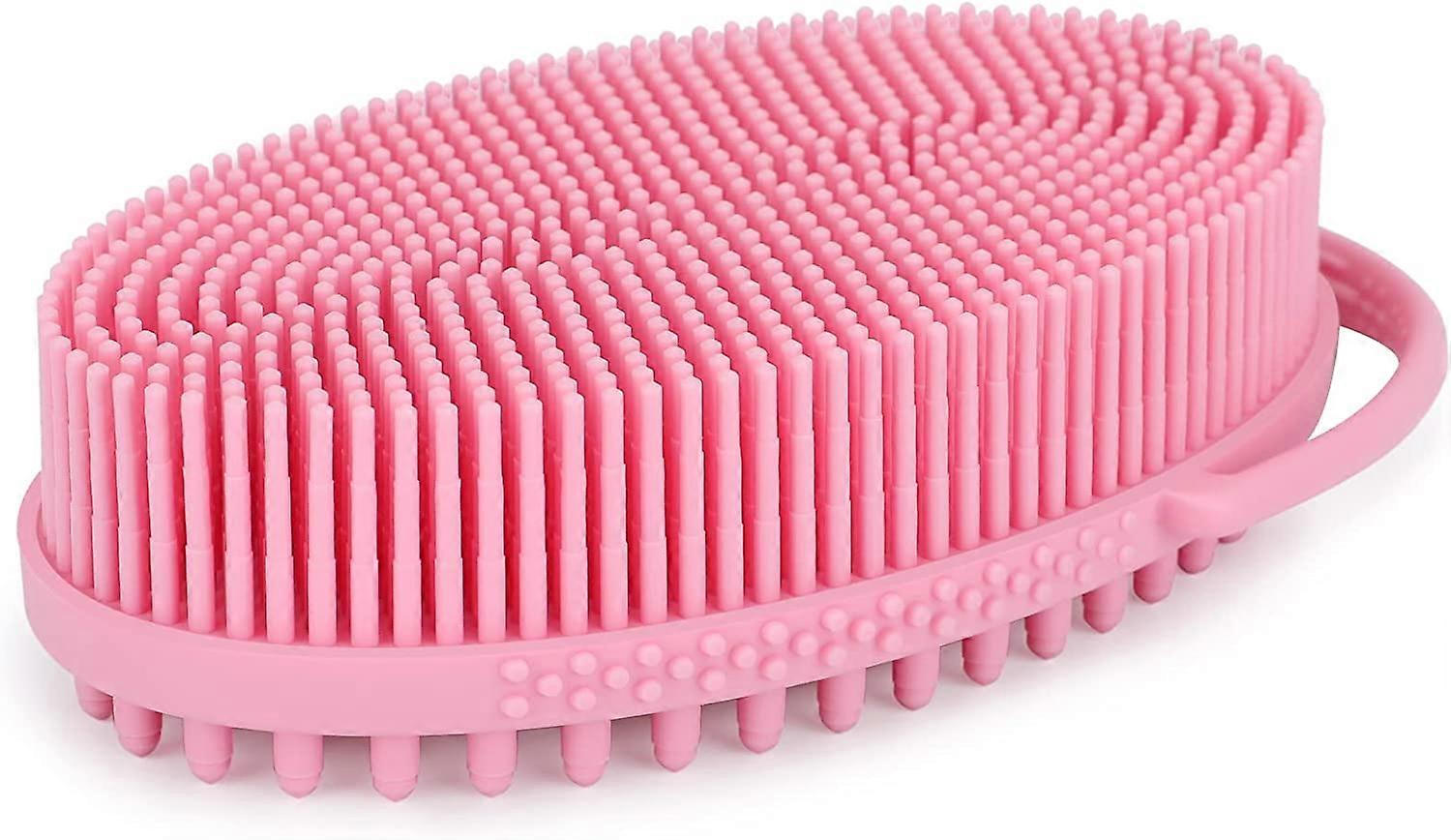 2-Sided Silicone Body Brush with Loop Handle, Bath & Shower Brush for Exfoliating and Massaging the Body, Easy to Hold and Hang, Hygienic and Durable,