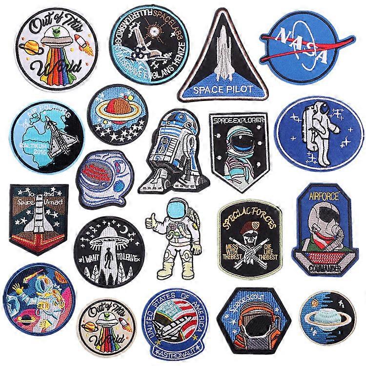20 Astronaut Embroidery Patch Stitching Patch Set, Emblem Patch Decal Backpack, Clothing, Jackets in Various Sizes