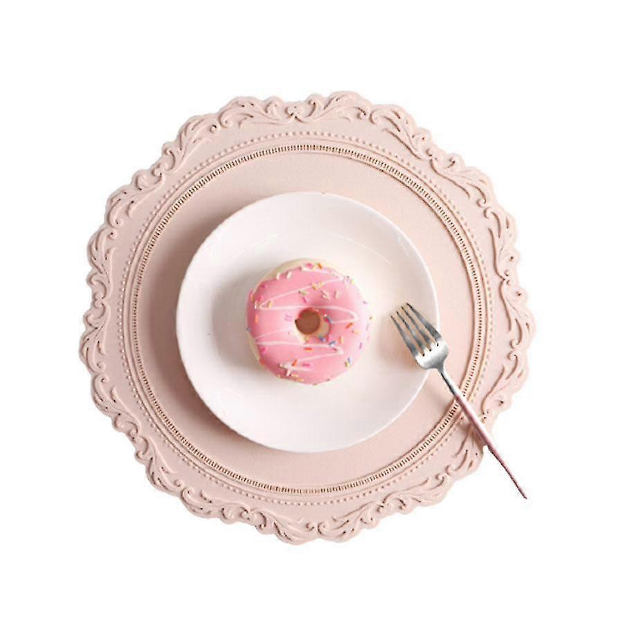 Silicone Round European Style Embossed Heat Insulation Table Mat Pattern Edge