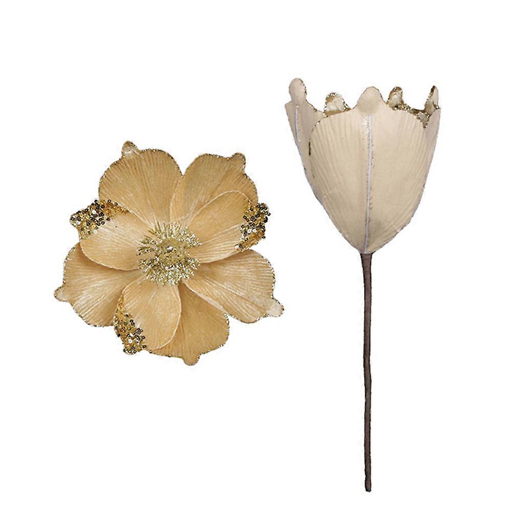 Glitter Juleblomster Juletre Dekor Kunstig Falske Blomsterpynt