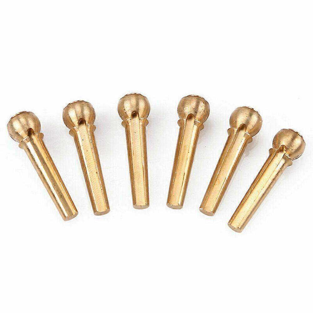 6 Pack Guitar Strings Fixed Brass Pins Bridge Replacement Parts For Folk Guitar