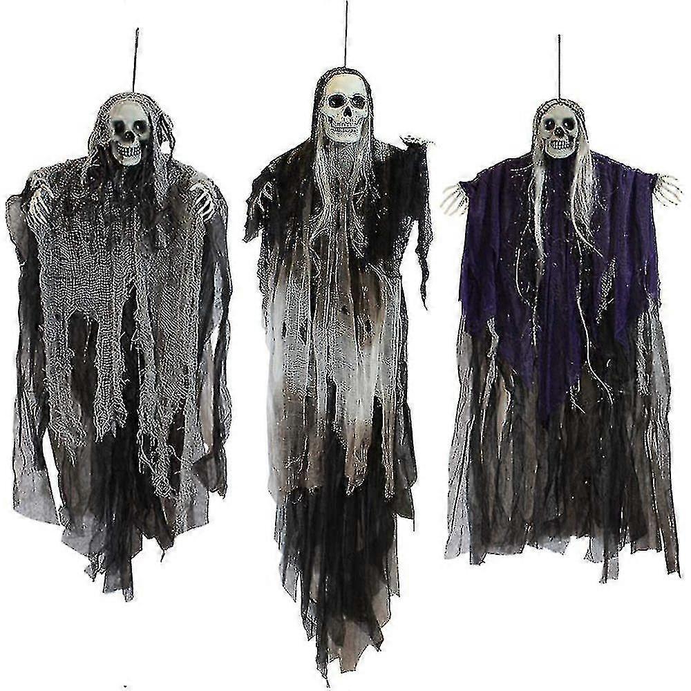 3 ks Závesná halloweenska kostra Dekorácie duchov Grim Reaper pre najlepšie halloweenske vonkajšie dekorácie A
