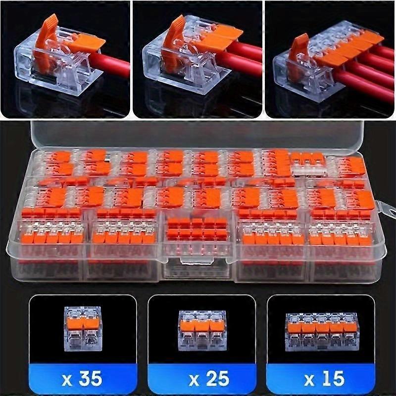 75pcs Mini Fast Wire Connector Kit - 2/3/4 Port Push-in Electrical Connections Terminals for DIY Projects - Cable Termination for 28-12 AWG Wires - Pl