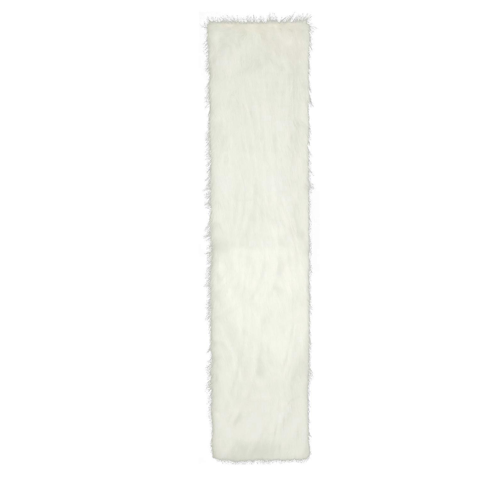 Chemin de Table de Noël en fausse fourrure - chemin de Table blanc, 100 % neuf