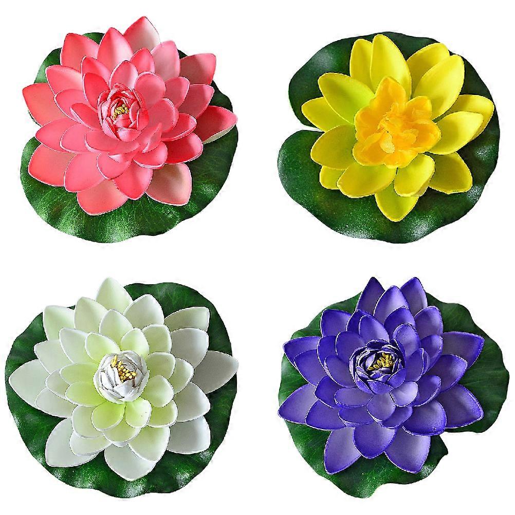 4pcs Plastic Lotus Decoration Simulation Lotus Pond Floating Lotus Ornaments