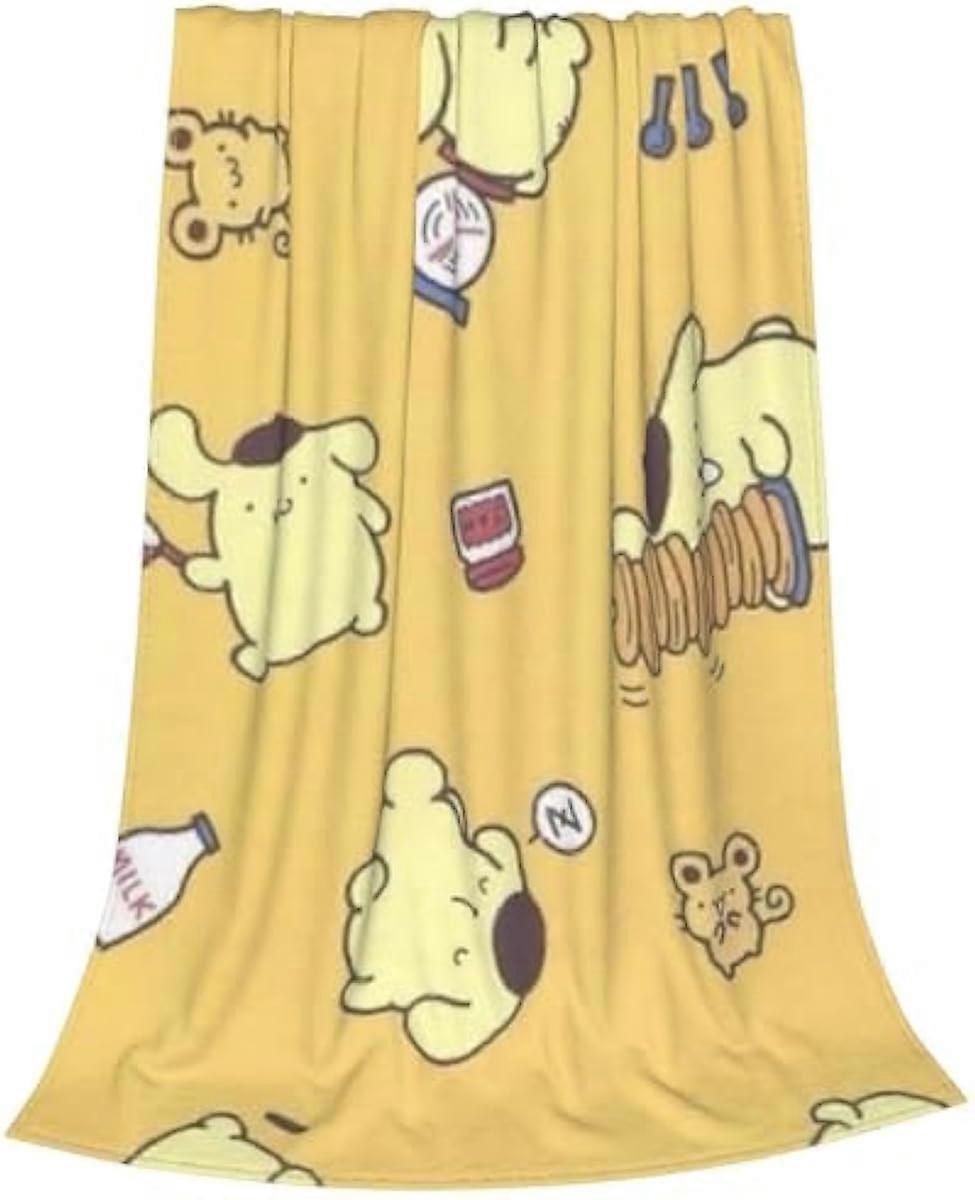 Pompompurin Mysiga Flickor Sovrum Tupplur Filt Sängkläder Kawaii Pompompurin 3D-tryckt Gul Kasta Säng Soffa Soffa Resa Filtar-1282