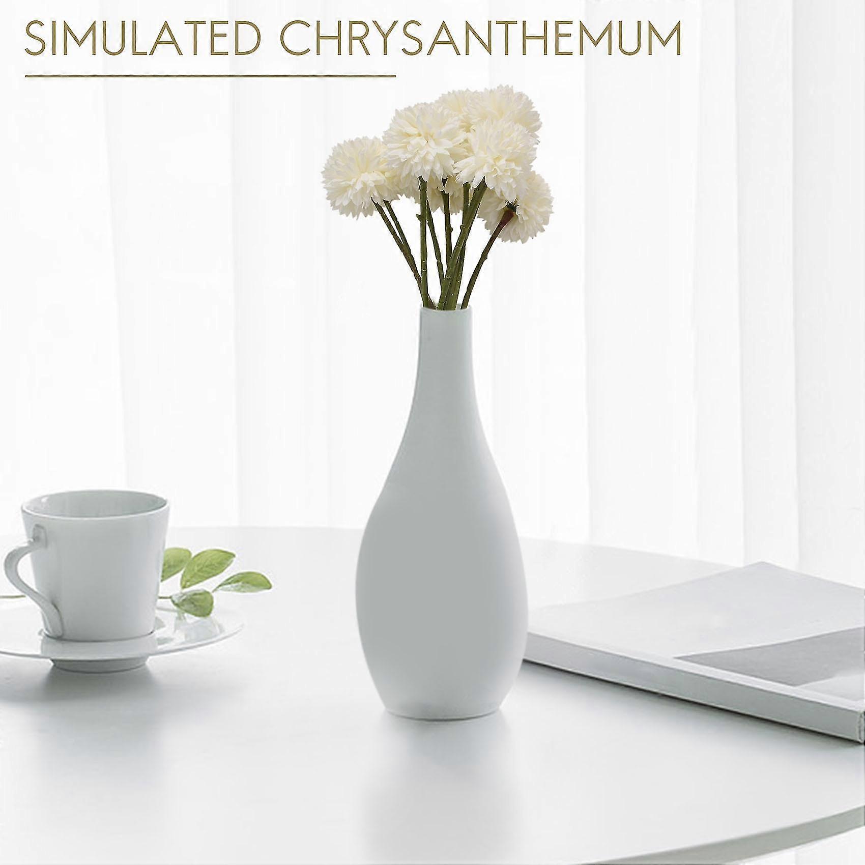 Artificial Flowers Chrysanthemum Ball Flowers Bouquet 10pcs For Important People Glorious Moral(whi