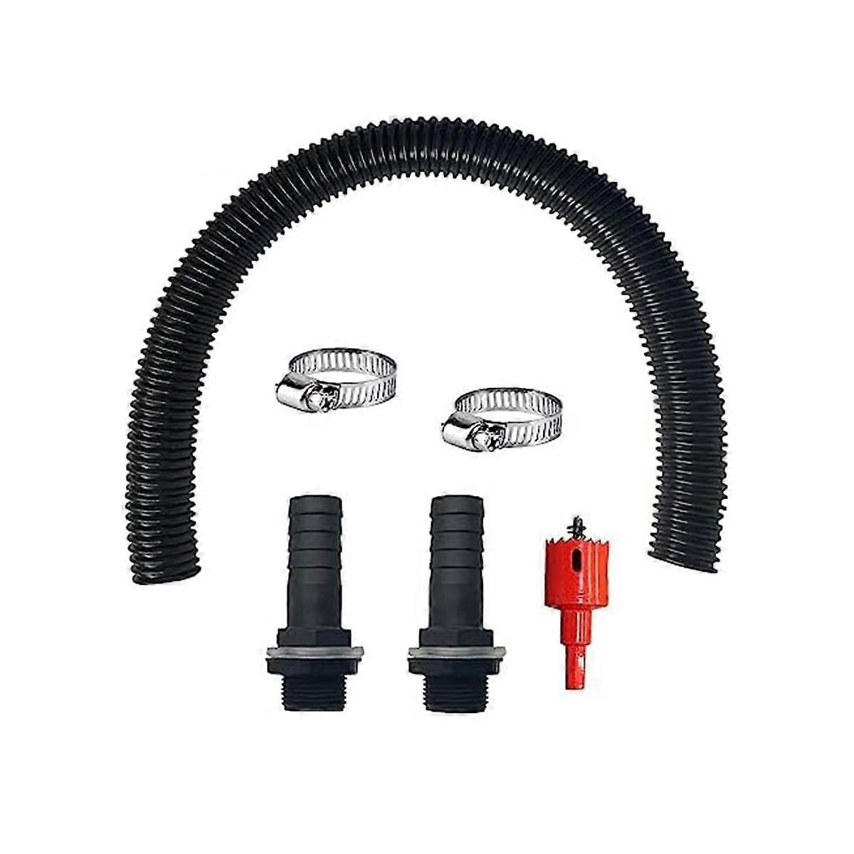 Rain Butt Connection Set Including 2 Hose Sockets and 50 Cm Connection Hose, 25 Mm with Lock Nut, f