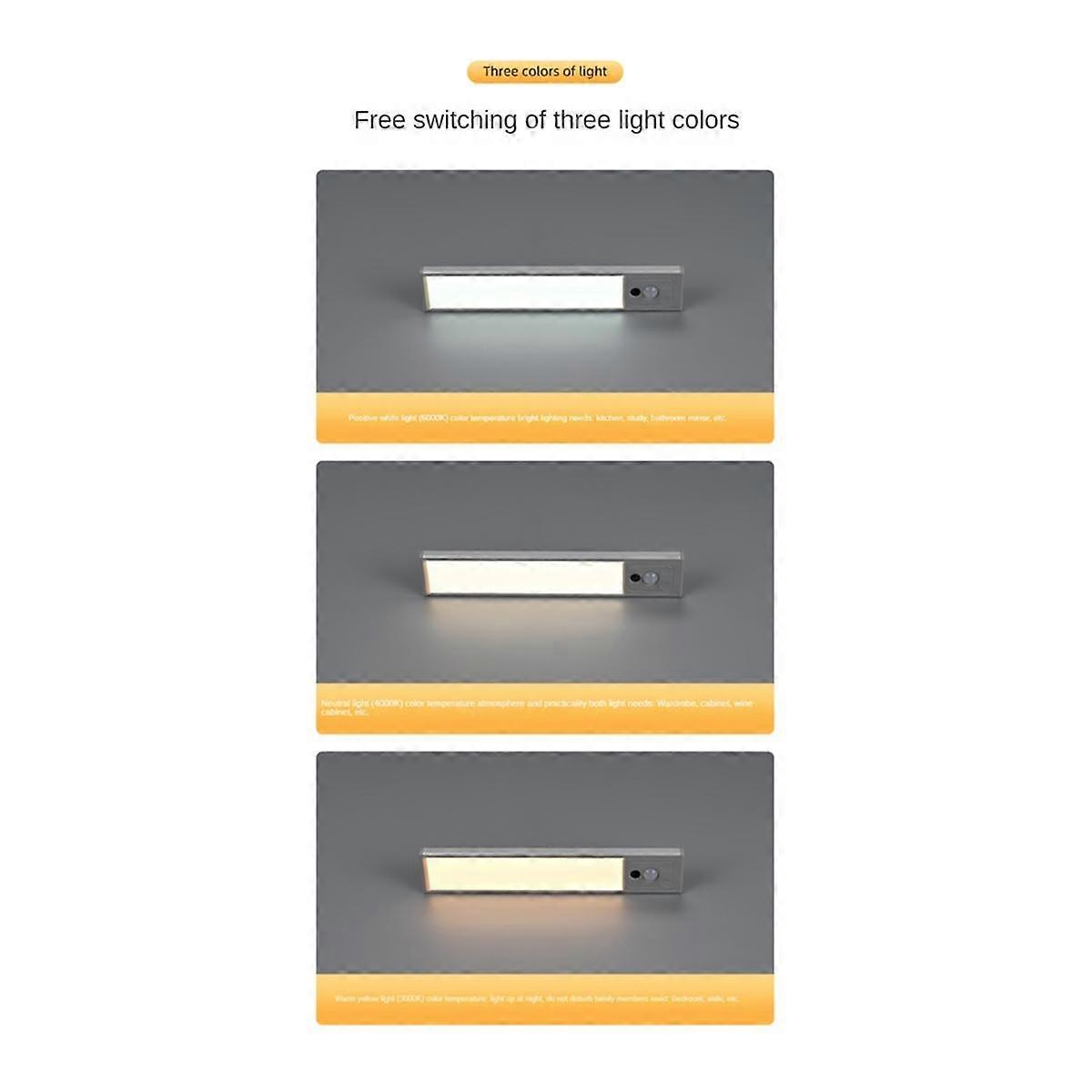 124LED Motion Sensor Lights Indoor Temps Dimmable Under Cabinet Lighting Rechargeable Wireless Clos