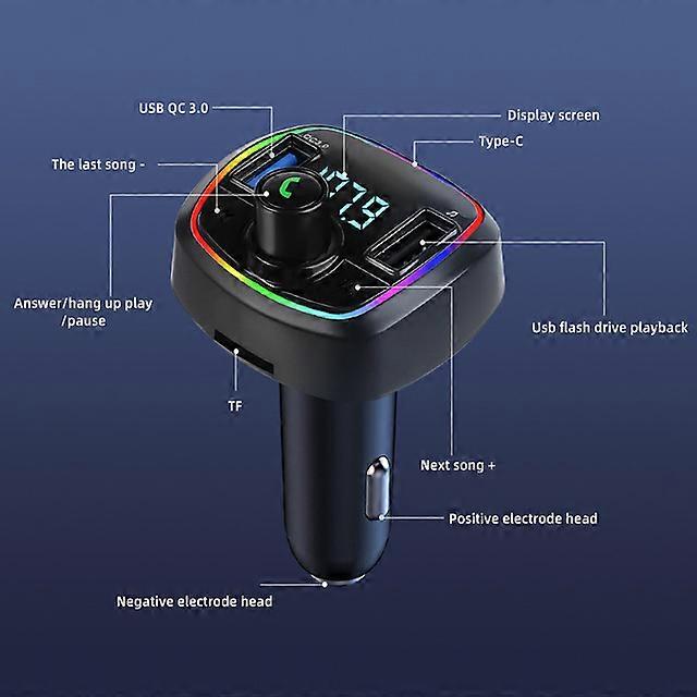 Bluetooth 5.0 FM Transmitter MP3 Player Wireless Audio Receiver PD 18W QC3.0 USB Fast Charging Handsfree Car Kit FM Modulator