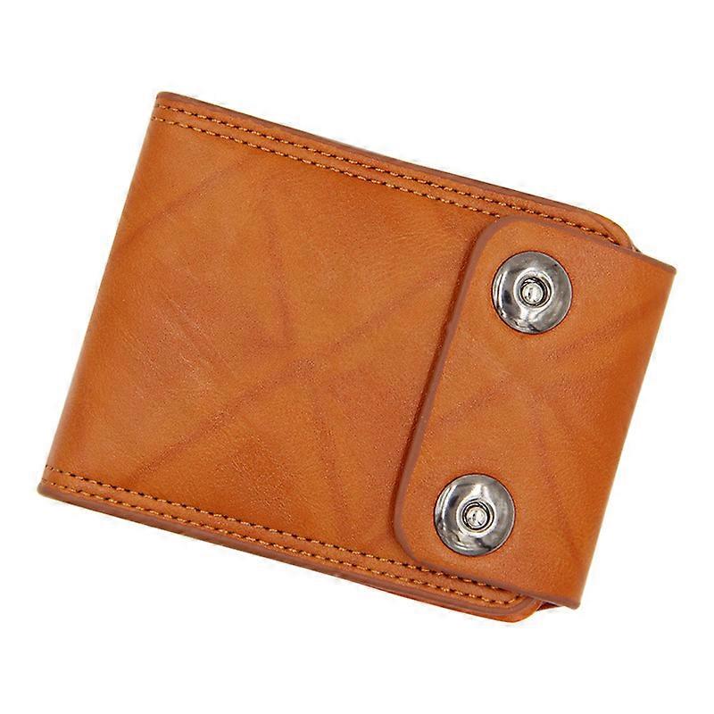 2023 Men's Short Wallet Pressure Change Magnetic Buckle Wallet Double Line Foldable PU Leather Wallet Hundred Dollar Bill Wallet