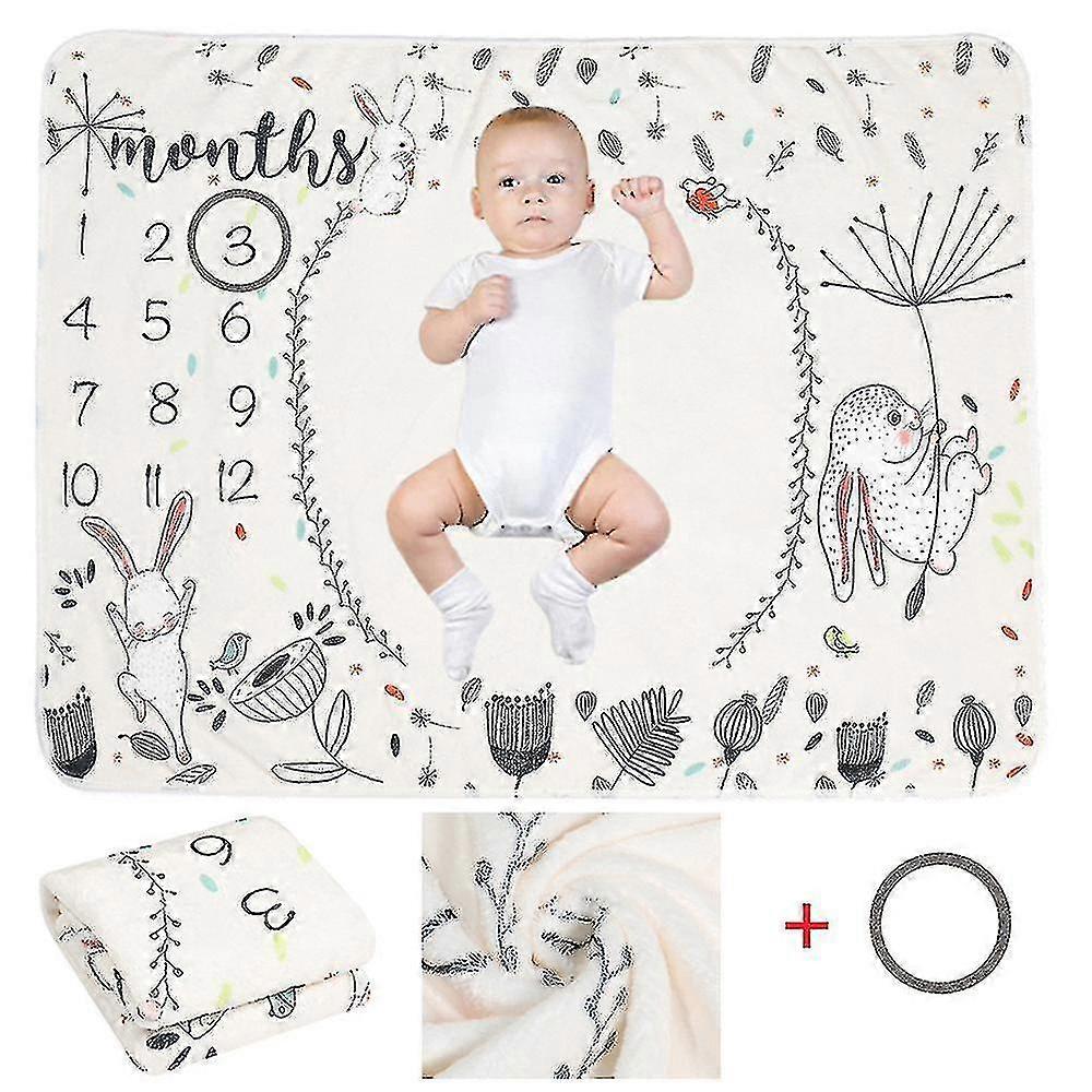 Milestone Flannel Blanket Newborn Photo Mat Photography Backdrop