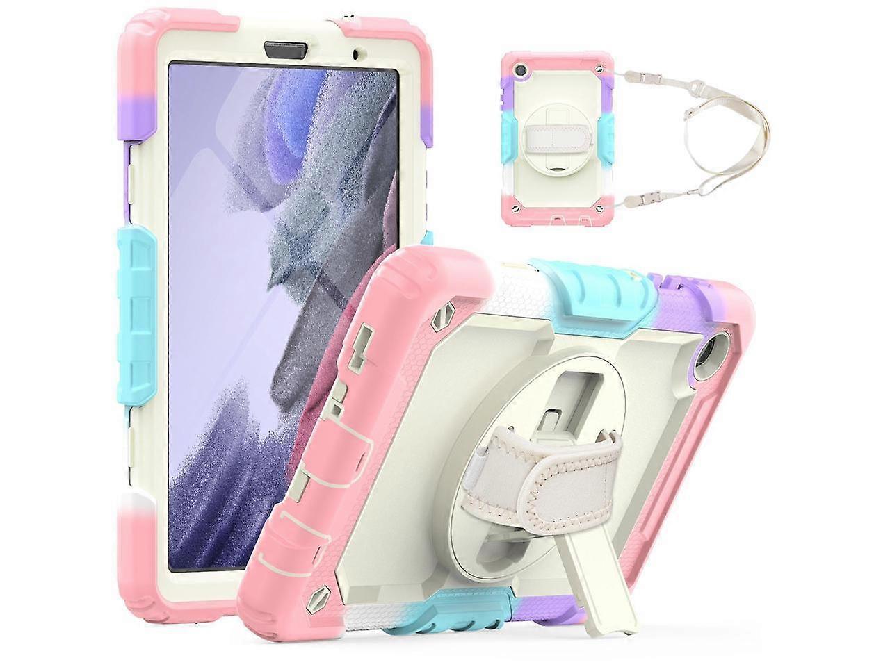 Case Compatible with Samsung Galaxy Tab A7 Lite 8.7 inch with Built-in Screen Protector 360 Degree Kickstand Hand Shoulder Strap, Shockproof Cover for