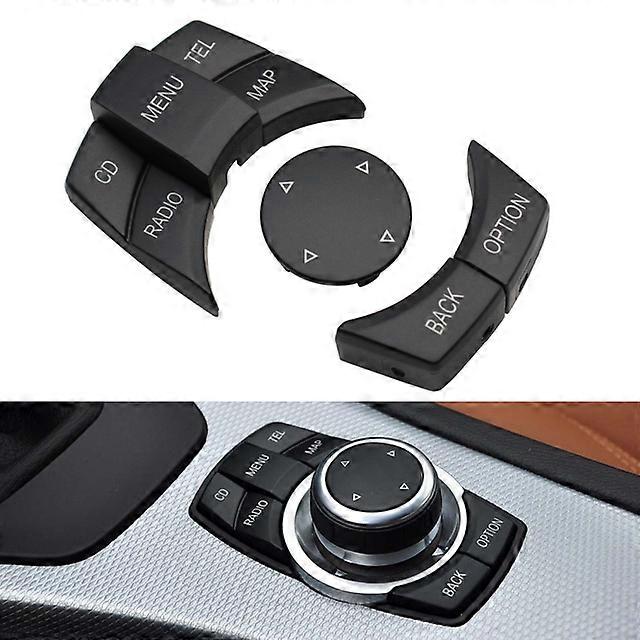 Black Car Central Console CIC Multimedia Control Button Cover For BMW 1 3 5 X1 X5 X6 Series E87 E90 E91 E92 E60 E84 E70 E71 E72