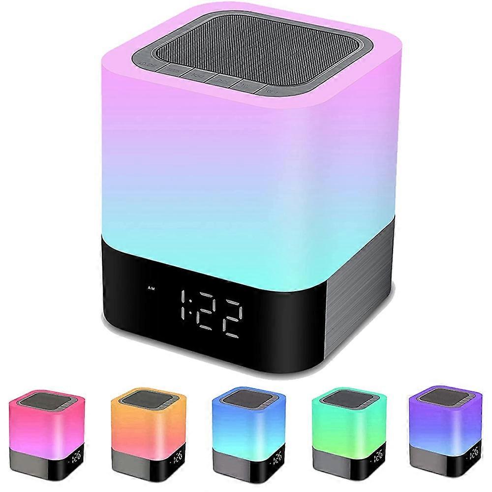 Night Light Bluetooth Speaker,Bedside Lamp with Alarm Clock Bluetooth Speaker