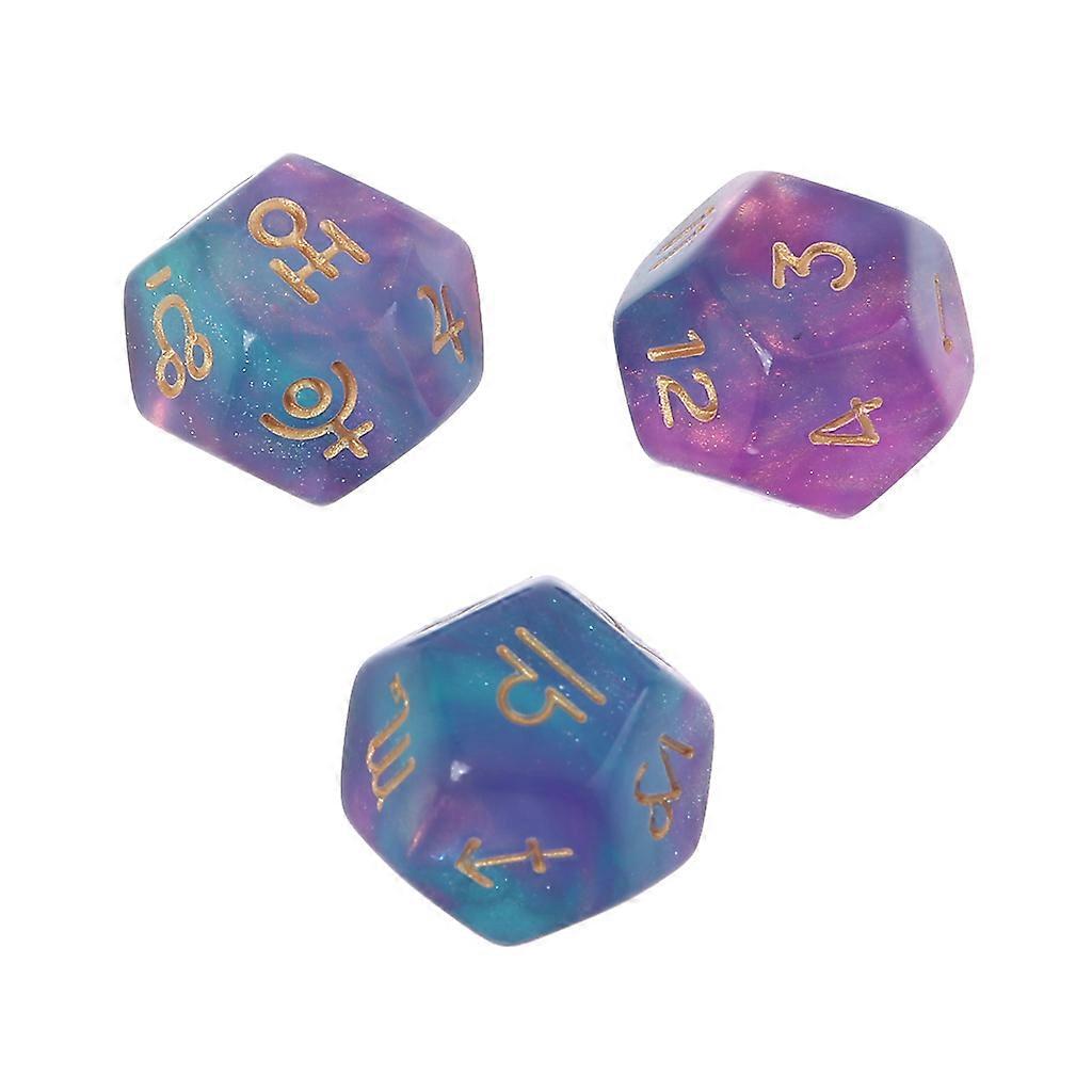 3Pcs Multicolor 12 Sided Resin Dice Astrologie Ta-Rot Konstellation Weissagung