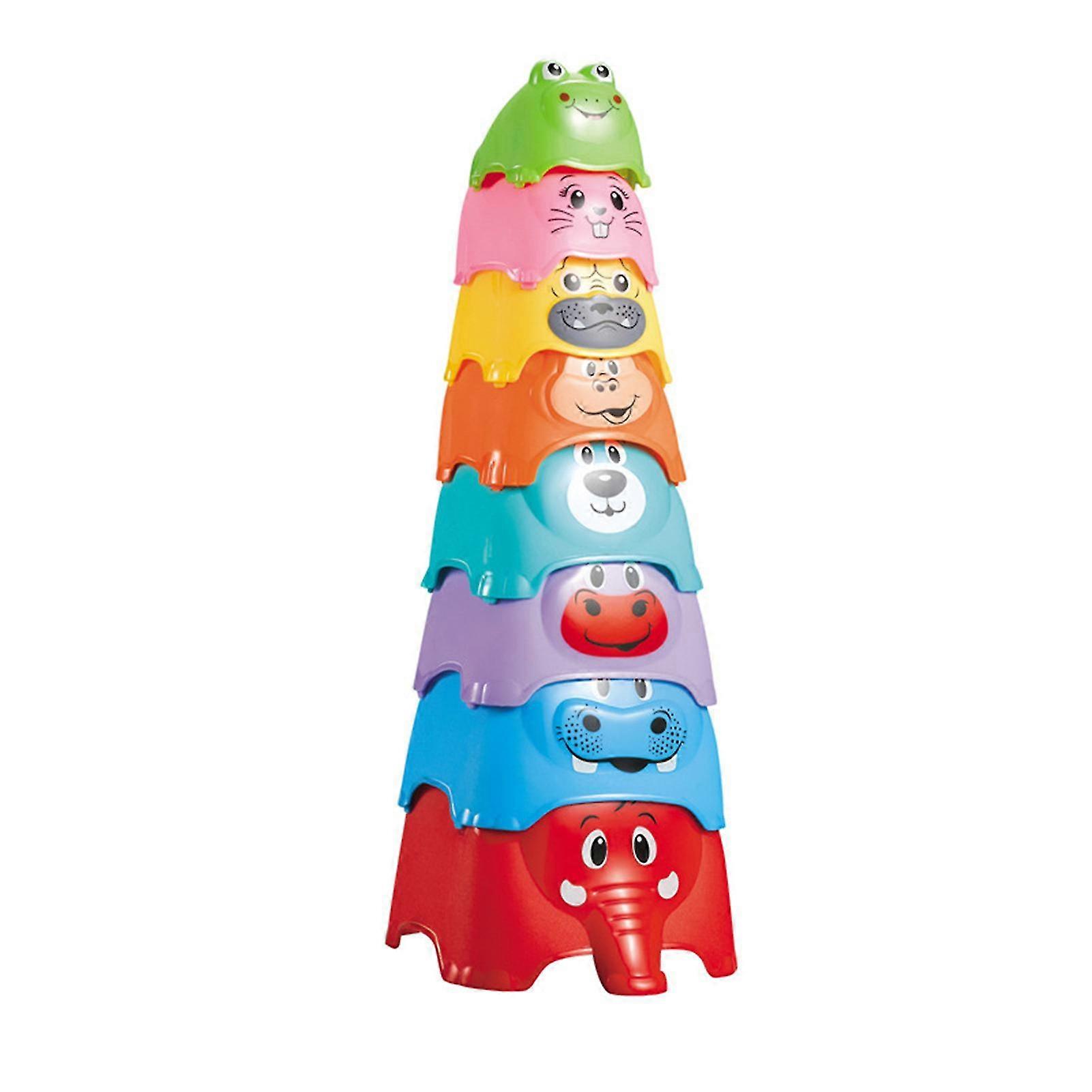 8pcs Baby Folding Stack Educational Toys Cup Cute Animal Stacking Cups