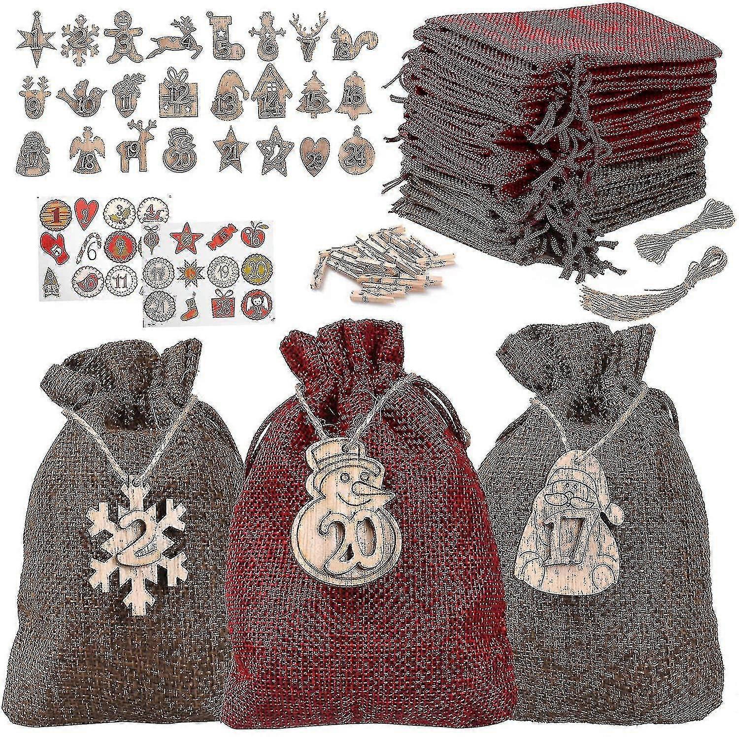 Christmas Advent Calendar24 Pcs Advent Calendar Bags For Filling