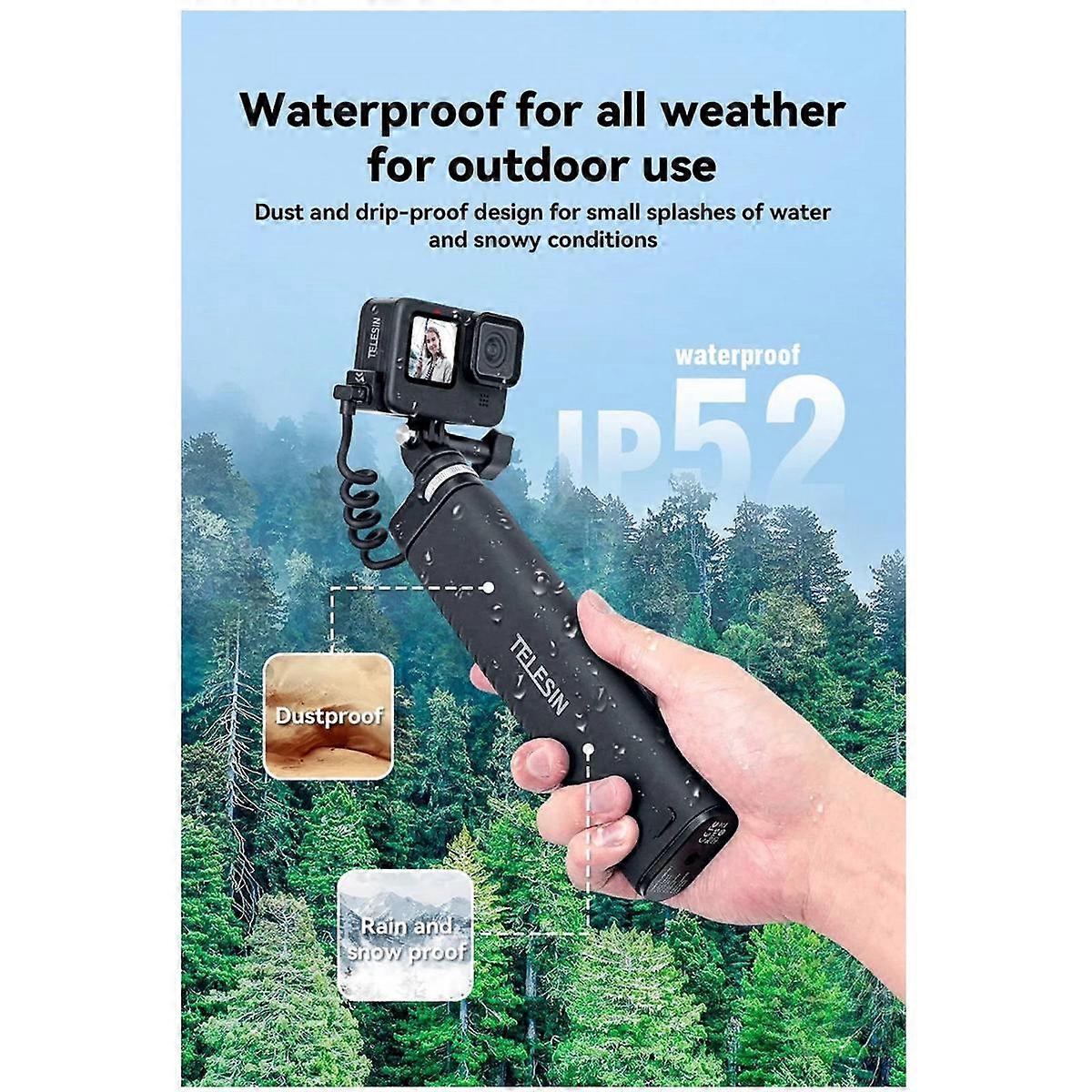 Selfie Stick QC / PD3.0 Puissance de charge rapide Selfie Stick 90CM Perche à selfie télescopique avec vis de 1/4 de pouce pour Gopro12/11