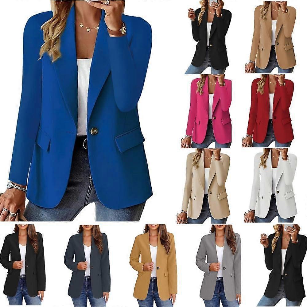 Blazer Casual Bussiness Blazer Manica lunga Button Down Blazer Giacca Solid Lapel Suite Jacket con tasche