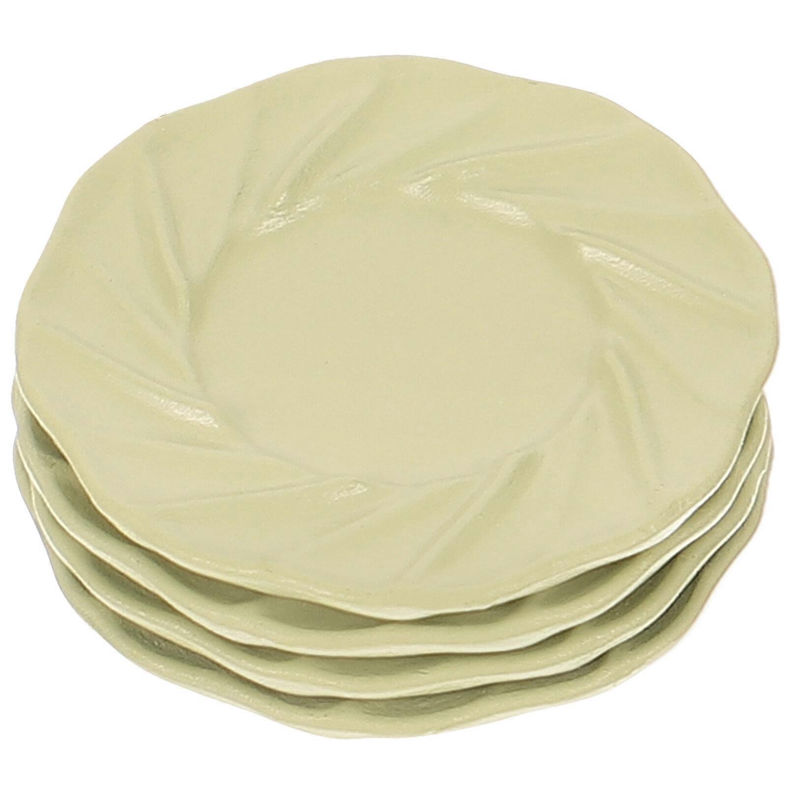 4 قطع مصغرة الغذاء لوحة نموذج دمية بيت صينية صغيرة الديكور مصغرة جولة لوحة الدعامة