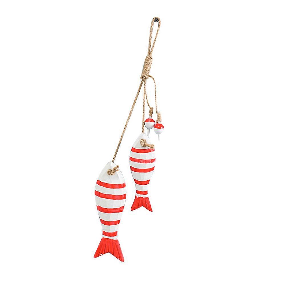 1PC Style Méditerranéen Poisson Pendentifs En Bois Petit Poisson String Pendentifs Créatif Poisson String Tenture Murale Décor Filet De Pêche Fraîche Fond Decorativ