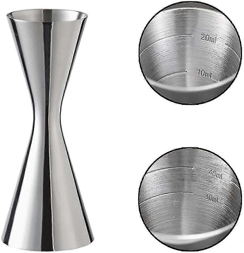 Stainless Steel Double Sided Cocktail Jigger, Professional Bartender Silver
