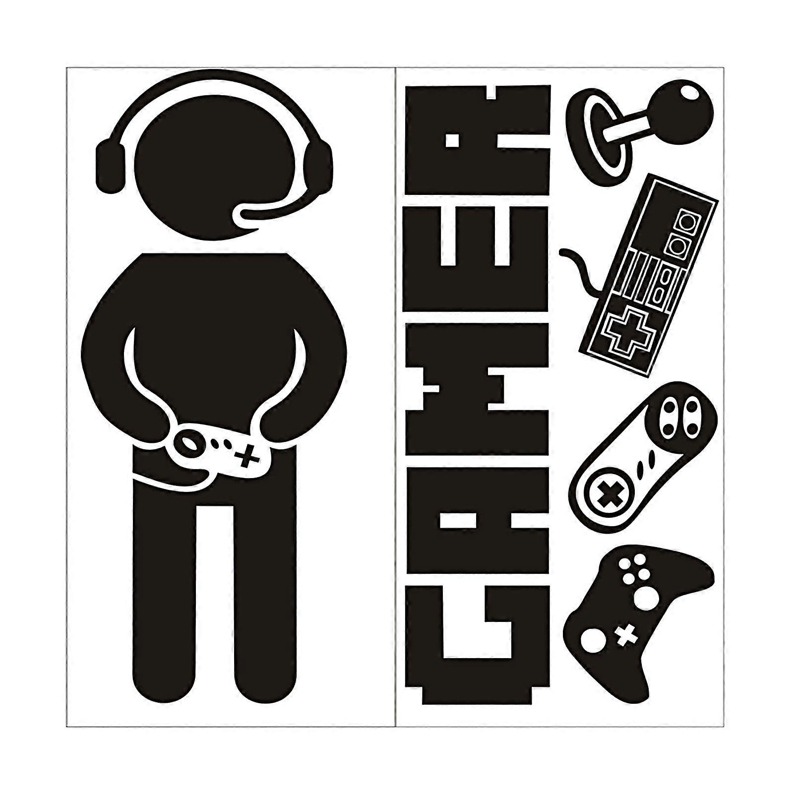 1 Set Wall Decal Removable Decorative Modern Gamepad Pattern Print Background Sticker Home Decor