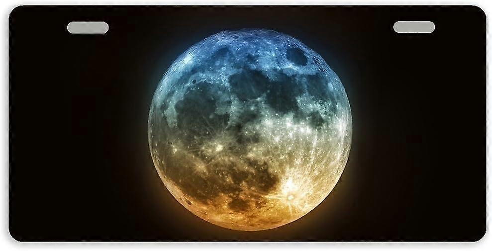 Tampa de Placa de Licença de Carro de Metal Lua com 2 Furos 11,8 x 6,1 Polegadas