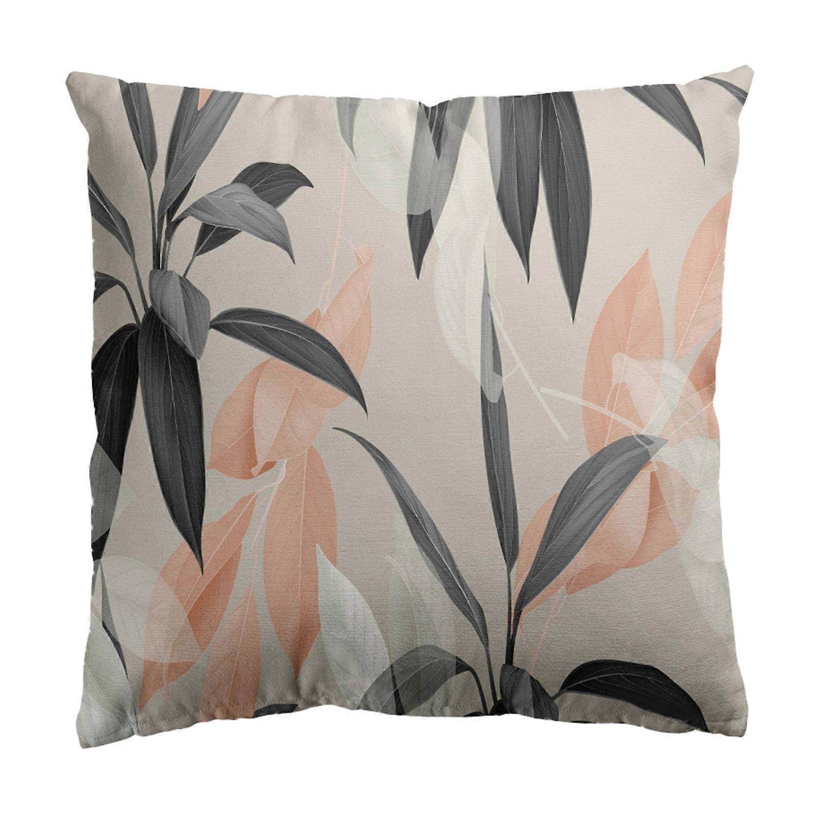 Cushion Case Soft-touching Hidden Closure Polyester Peach Skin Floral Print Sofa Pillowcase for Living Room
